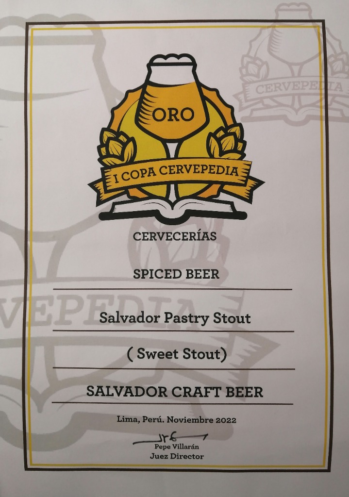 Medalla de Oro I Copa Cervepedia - Salvador Pastry Stout