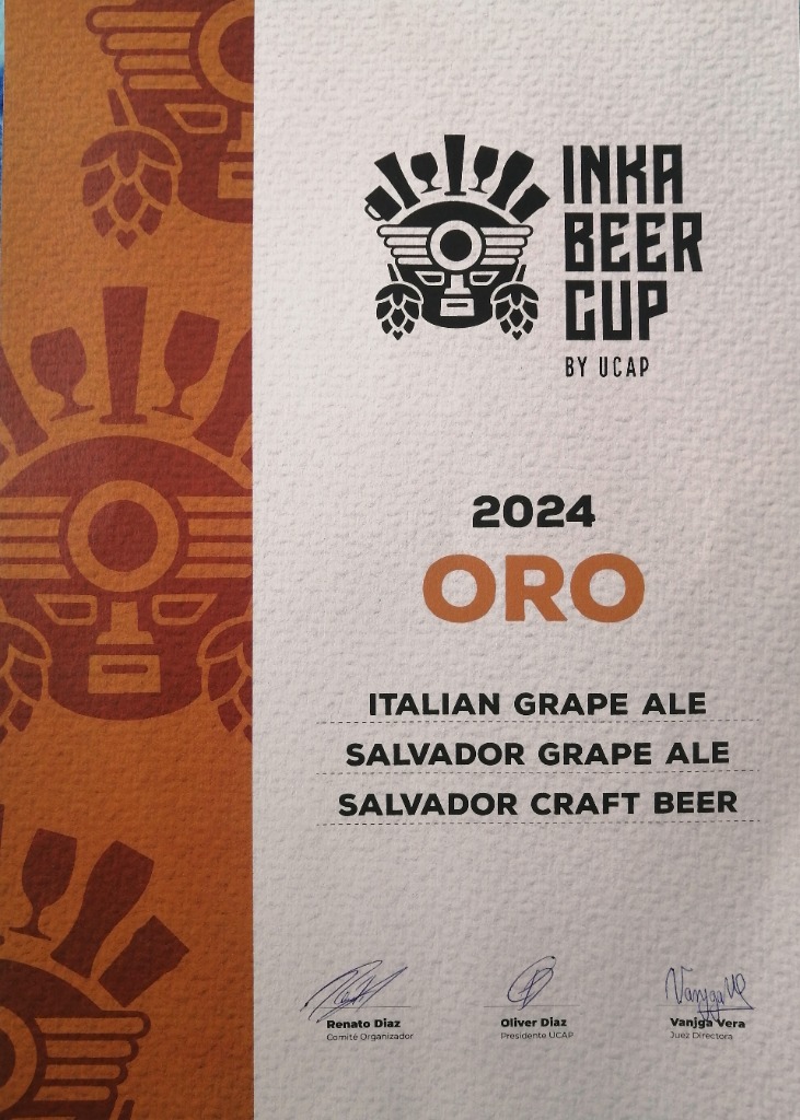 Medalla de Oro Inka Beer Cup 2024 - Salvador Grape Ale