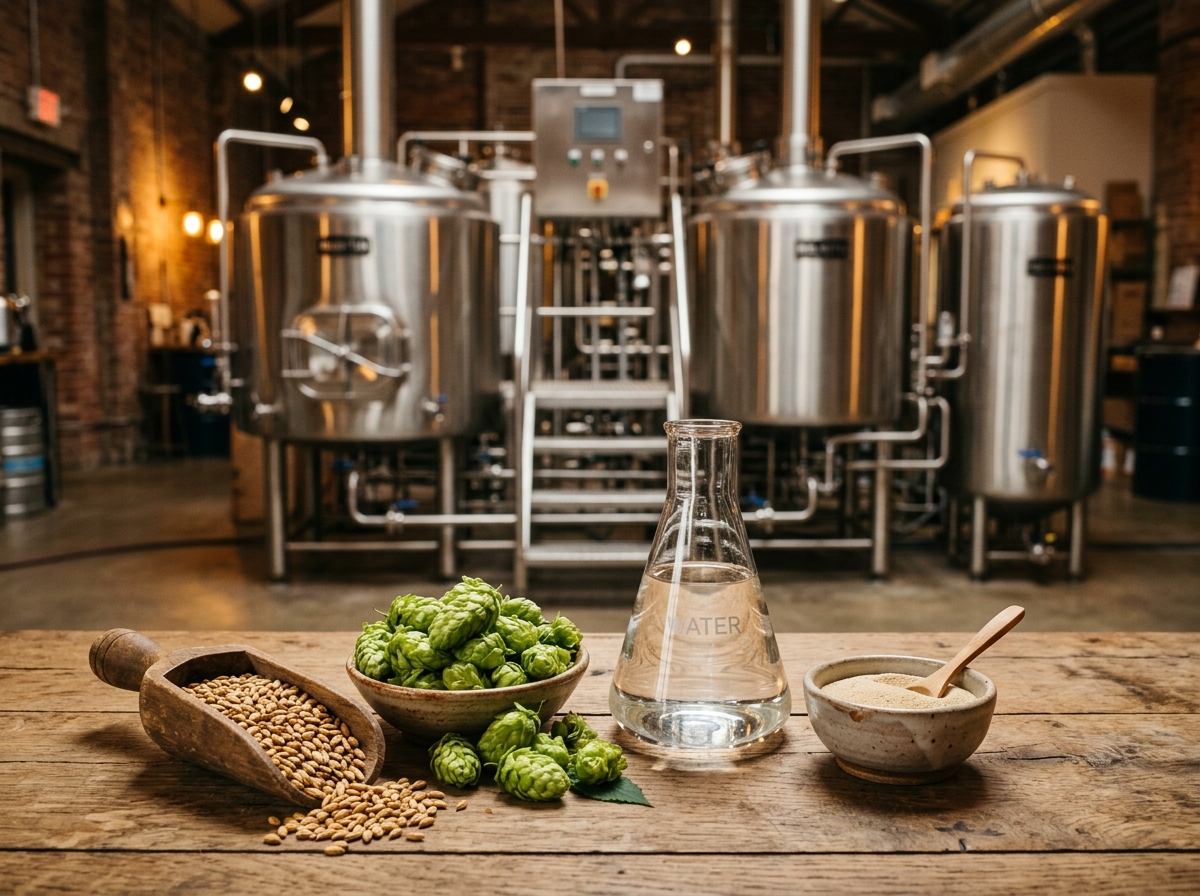 Ingredientes de Cerveza: Malta, Lúpulo en Flor, Agua y Levadura